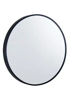 600*600*40mm Black Aluminum Framed Round Bathroom Wall Mirror with Brackets
