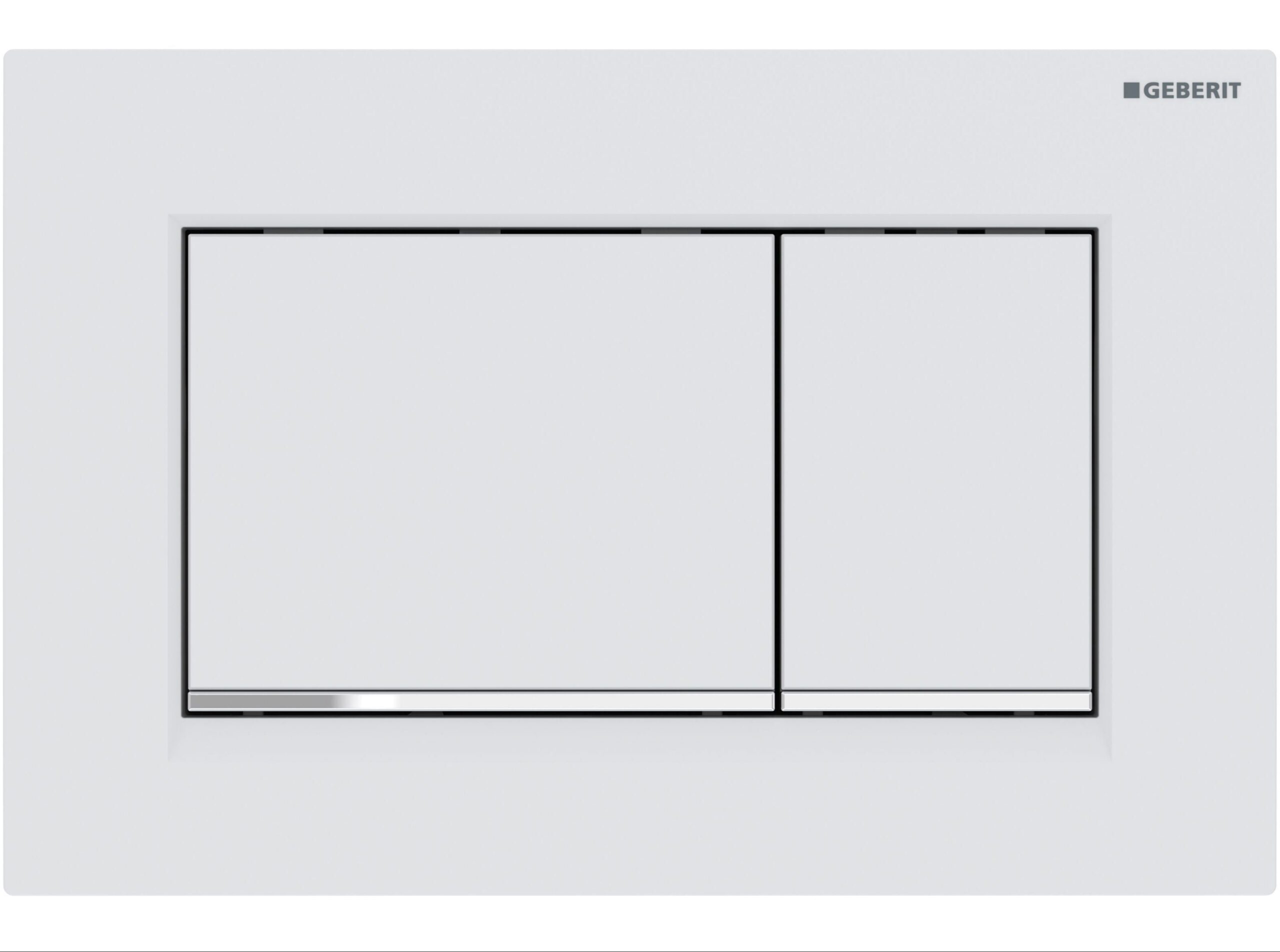 Geberit Sigma30 Flush Plate – Matt White Finish, Chrome Trim
