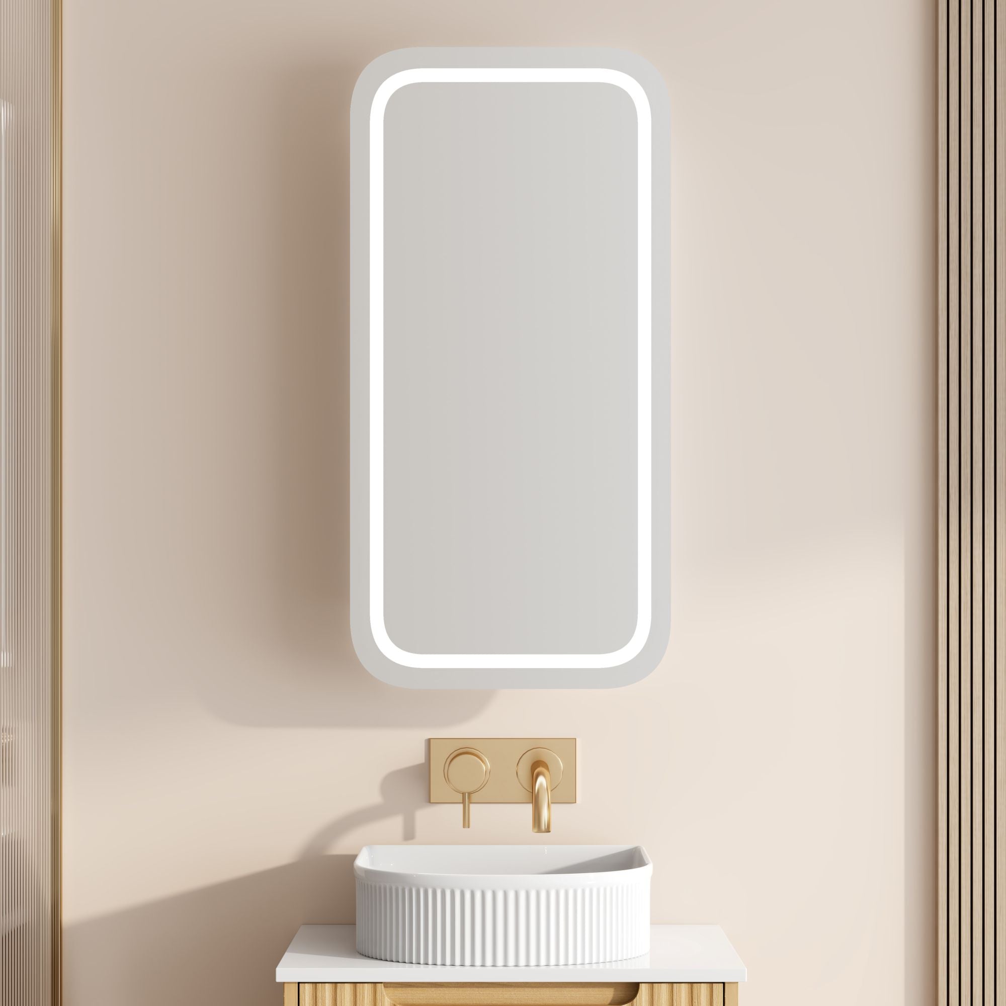 Athena 450 x 900mm LED Square Wall-Hung Shaving Cabinet – Single Door
