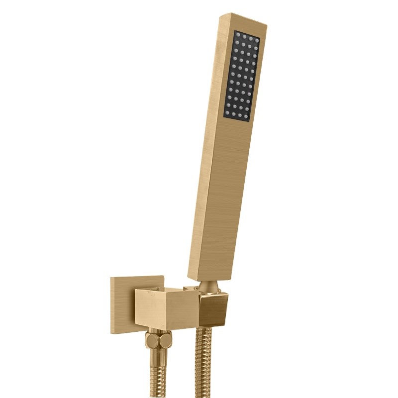 Brushed Brass Shower Rail with Handheld Shower