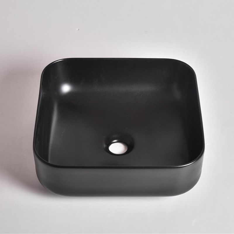 385x385x140mm Matte Black Above Counter Basin