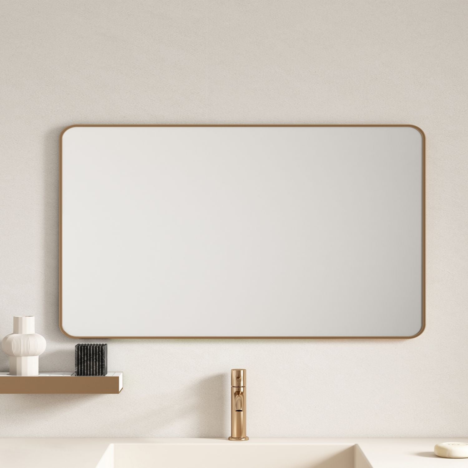 Aluminum Framed 1200mm Rectangular Mirror – Brushed Gold