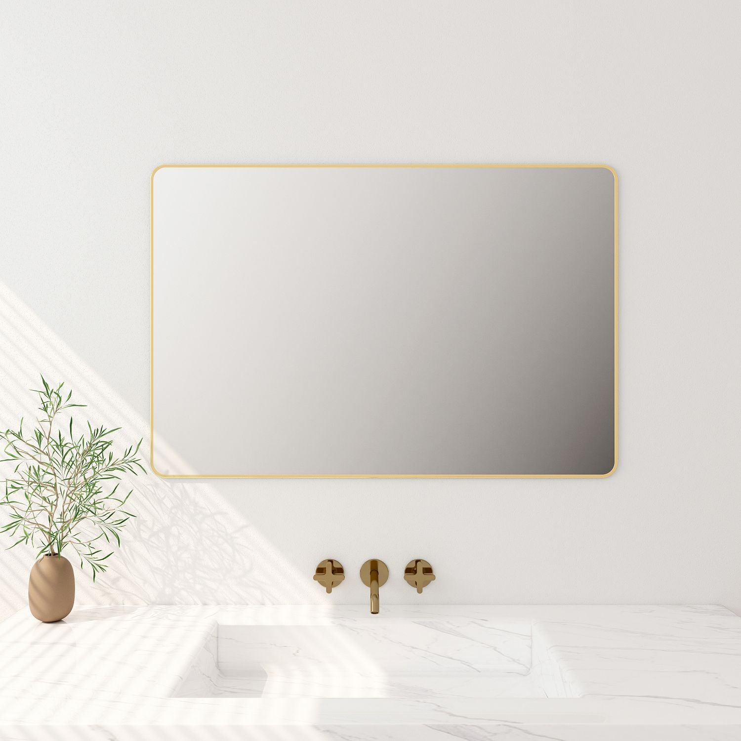 Aluminum Framed 900mm Rectangular Mirror – Brushed Gold