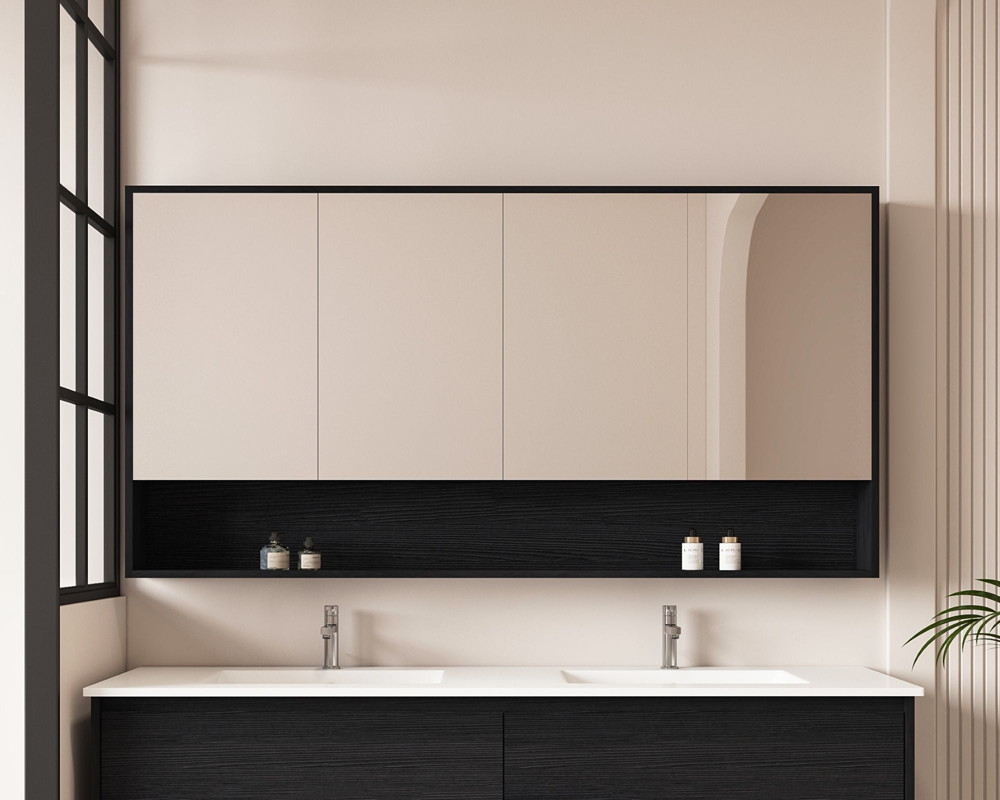 HERA 1500mm Shaving Cabinet – Black Oak