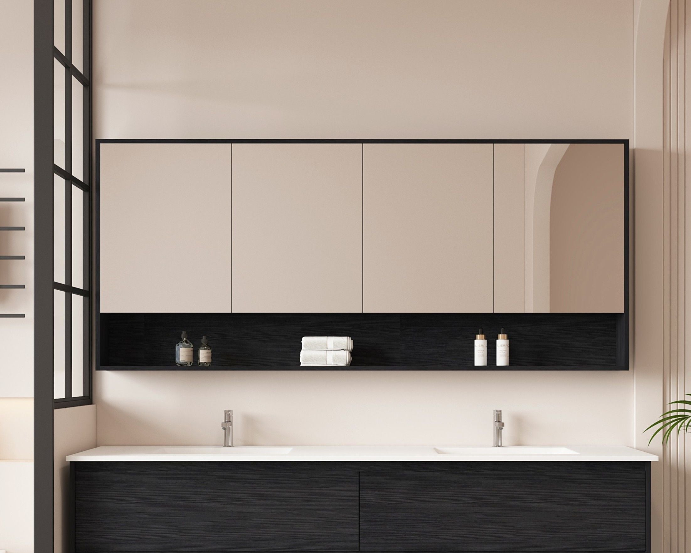 HERA 1800mm Shaving Cabinet – Black Oak