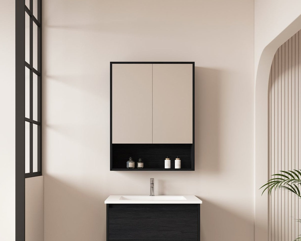 HERA 600mm Shaving Cabinet – Black Oak