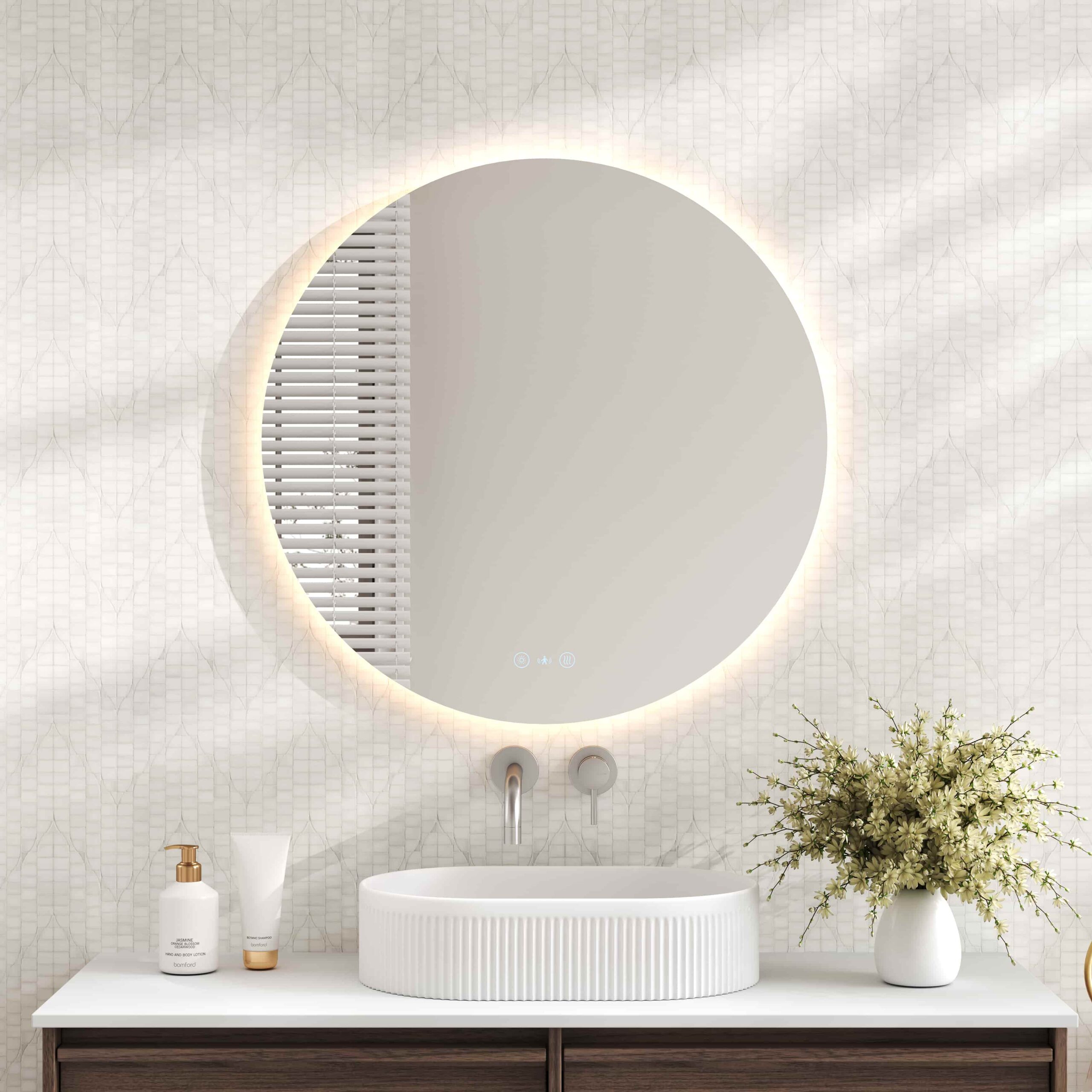 Luna LED Round Mirror 750mm – with Adjustable LED Lighting