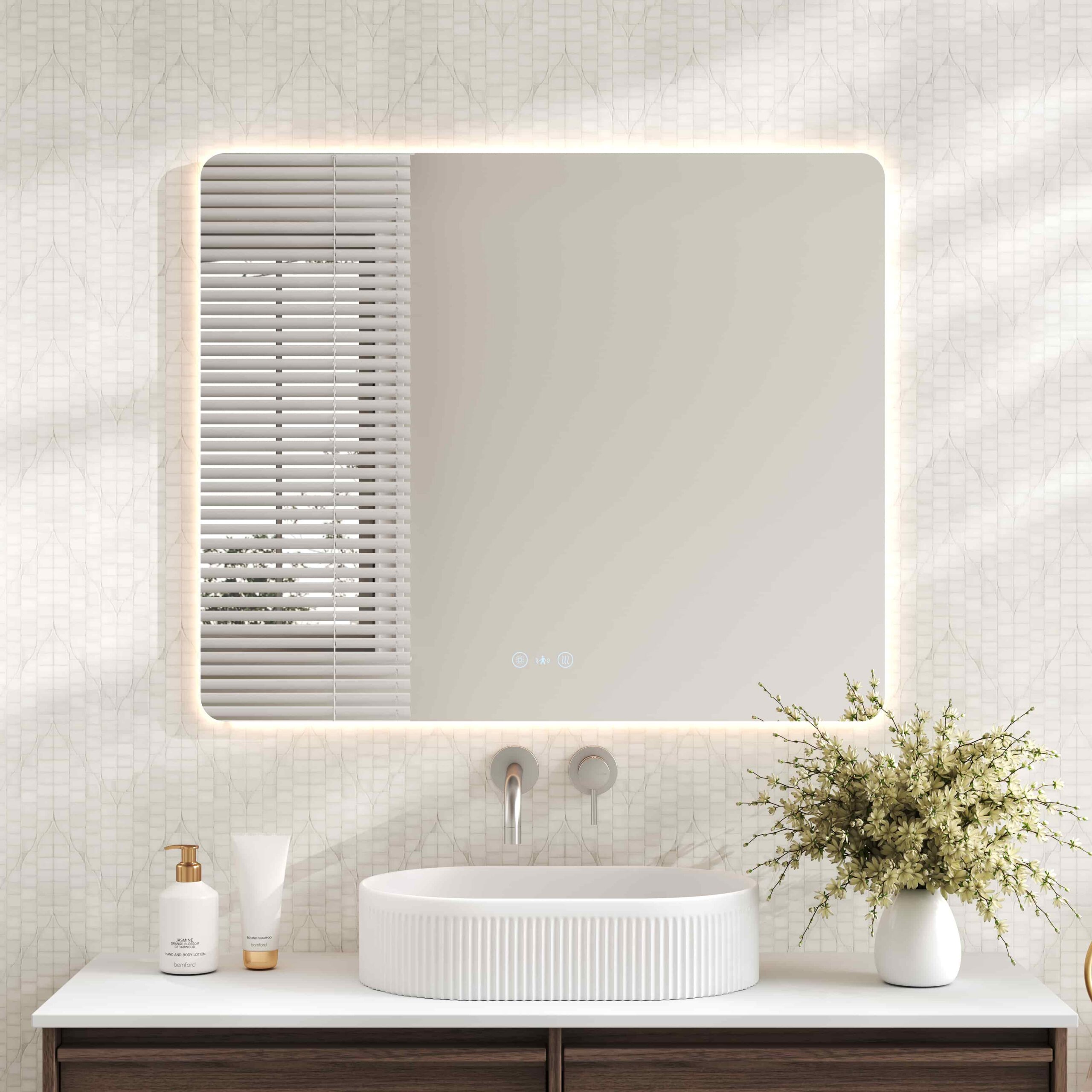 Luna LED Rectangular Mirror 900mm – with Adjustable LED Lighting