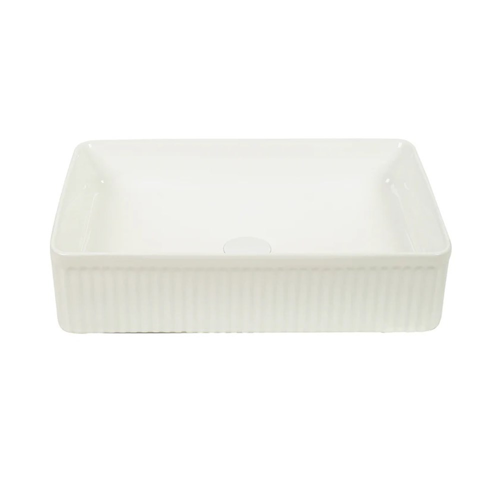 500*340*130mm Gloss White with Fluted Design Above Counter Basin(32mm Nonoverflow)