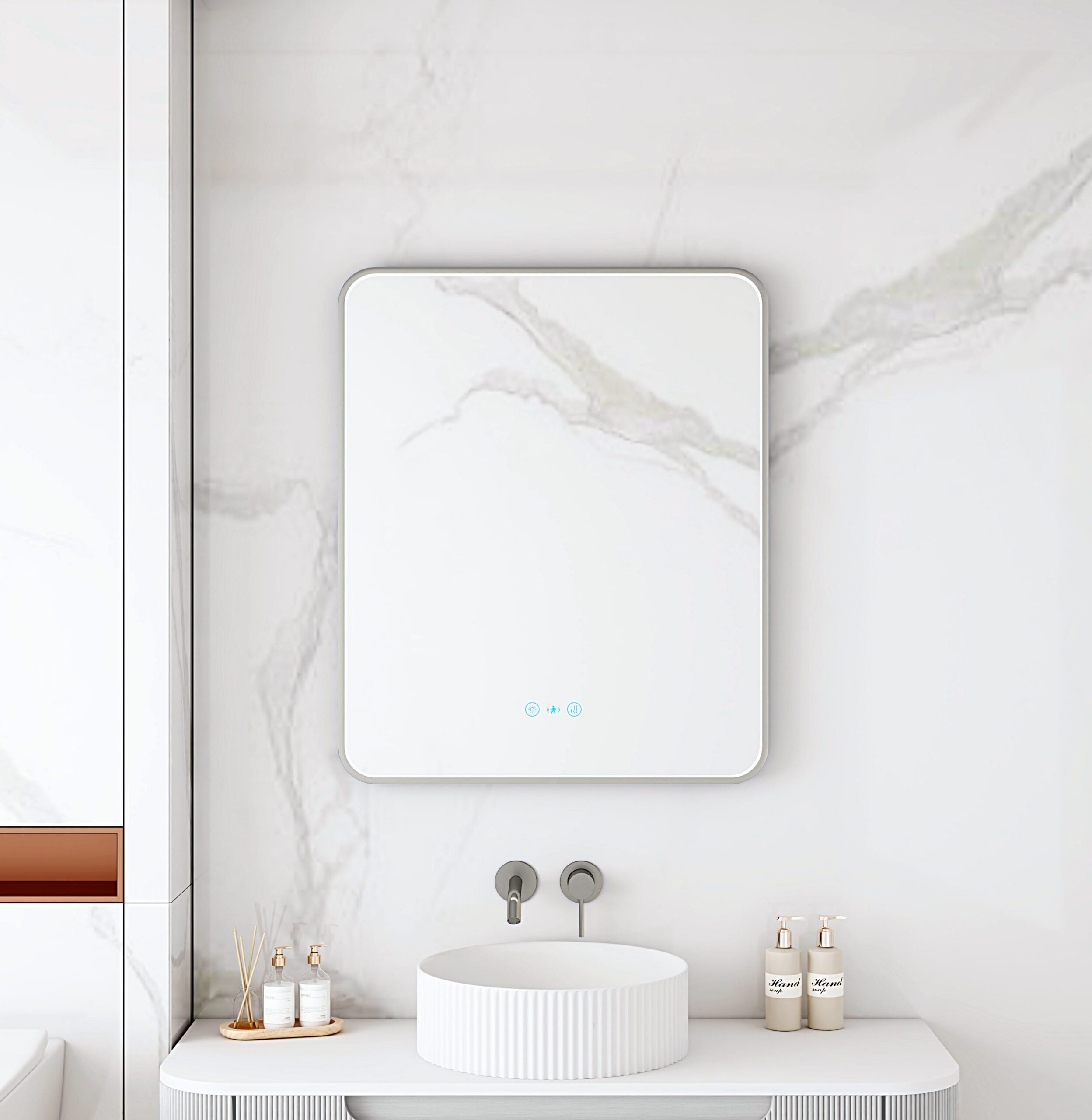 Maia 600×750 / 750×900 / 1200×750mm LED Rectangular Mirror – Gun Metal Frame
