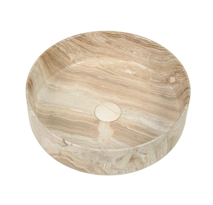 405*405*130mm Stone-look Glossy Finish Above Counter Basin(32mm Nonoverflow)