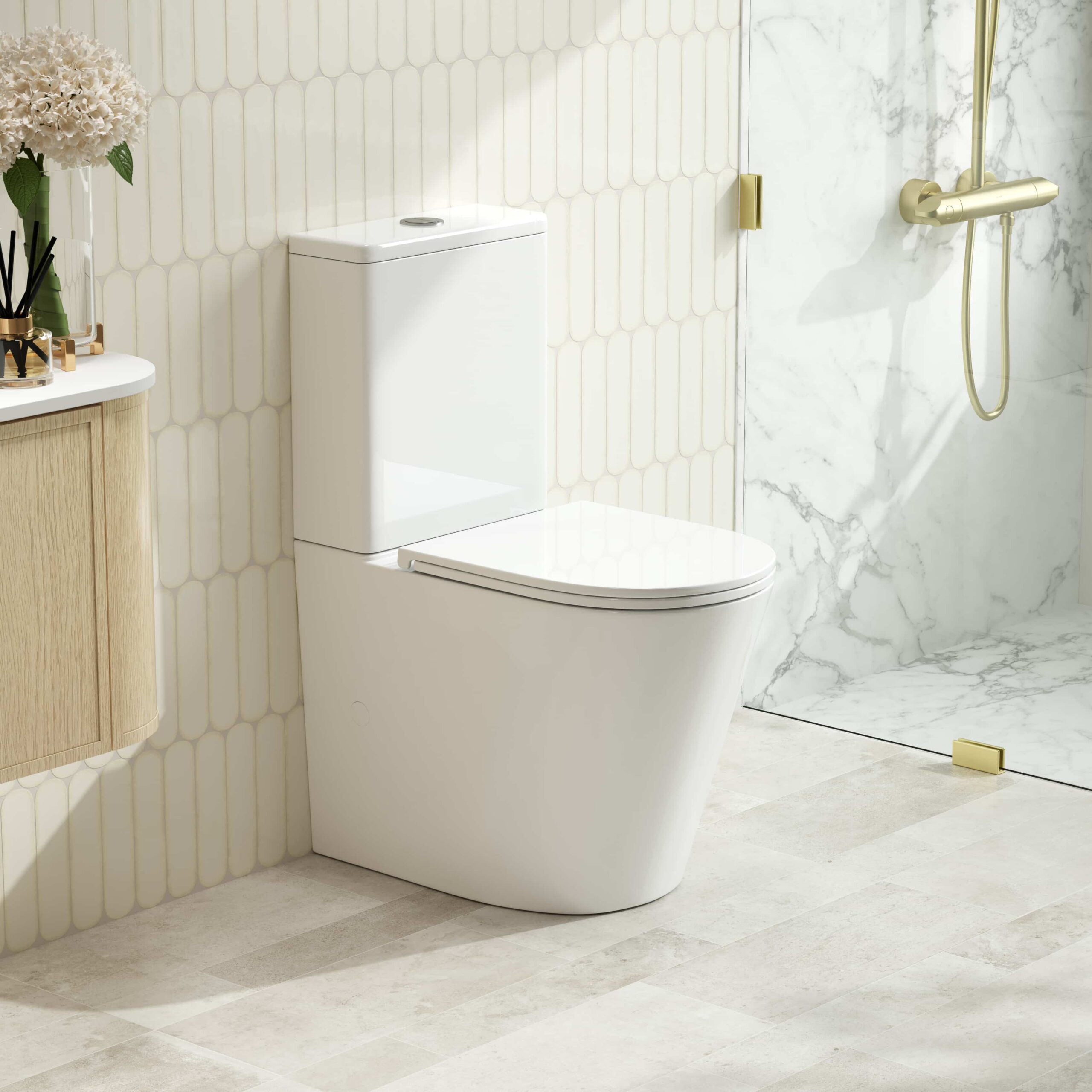 RIVO Back-to-Wall Rimless Tornado Toilet Suite – Short Projection