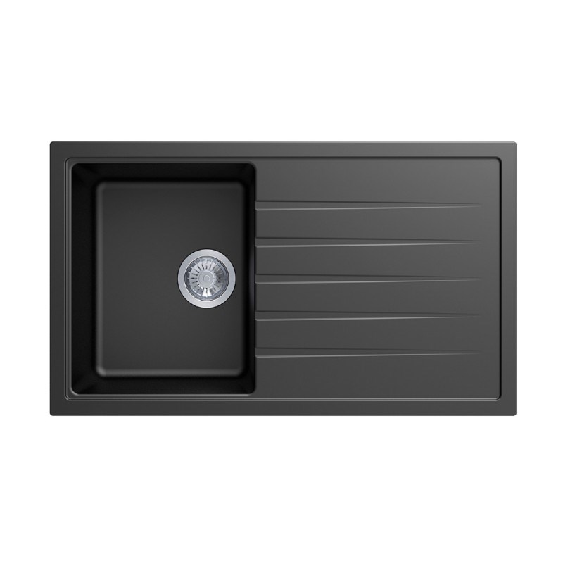 860x500mm Black Carysil Granite Single Bowl Kitchen Sink