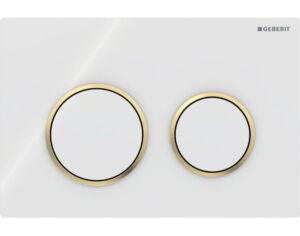 Geberit Kappa21 Flush Plate – Bright White Finish, Bright Gold Trim