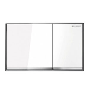Geberit Sigma60 Dual Flush Plate – White Glass Finish, Chrome Trim