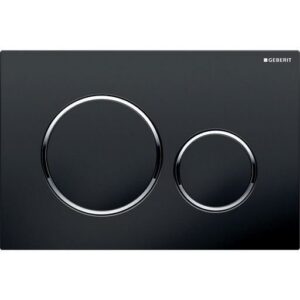 Geberit Sigma20 Flush Plate – Black Finish, Chrome Trim