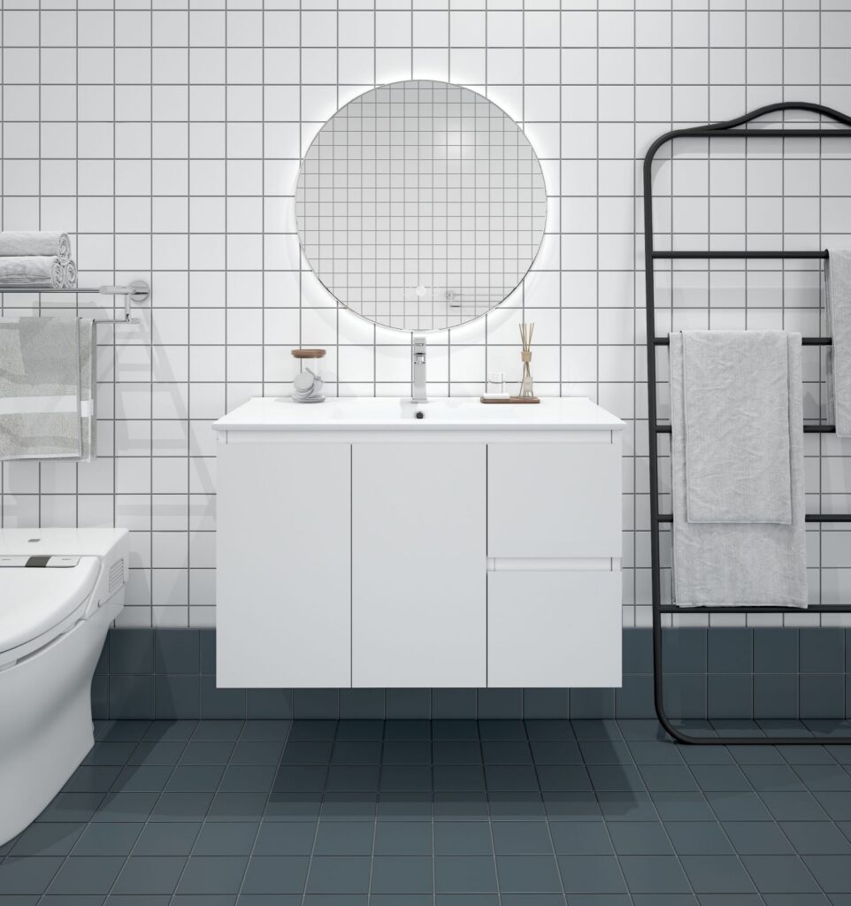 BIANCA 900mm MDF Wall-Hung Vanity (RHD)