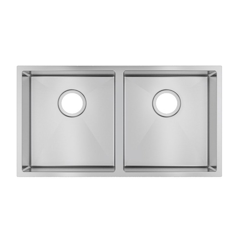Round Corner Chrome Stainless Steel Handmade Double Bowl Kitchen Sink 820*457*230mm