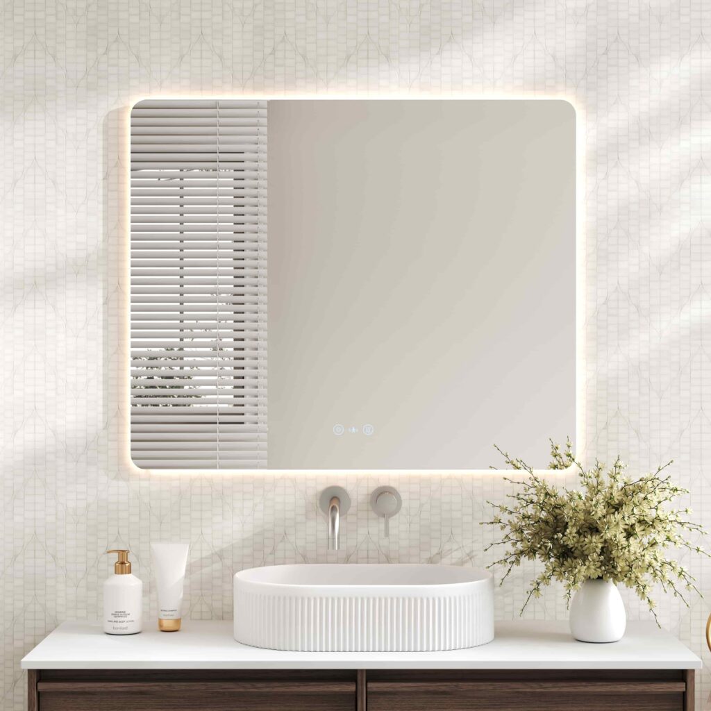 Luna LED Rectangular Mirror 900mm – with Adjustable LED Lighting