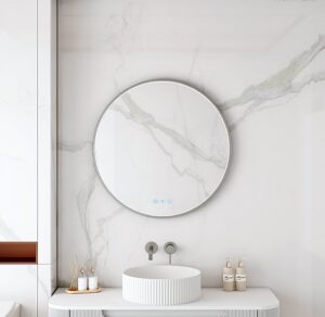Maia 600/750/900mm LED Round Mirror – Gun Metal Frame
