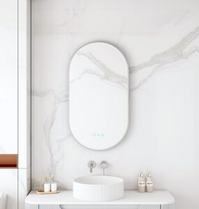 Maia 500×900mm LED Oval Mirror – Brushed Nickel Frame