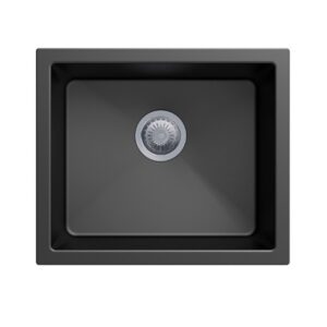 533x457mm Black Carysil Granite Single Bowl Kitchen Sink