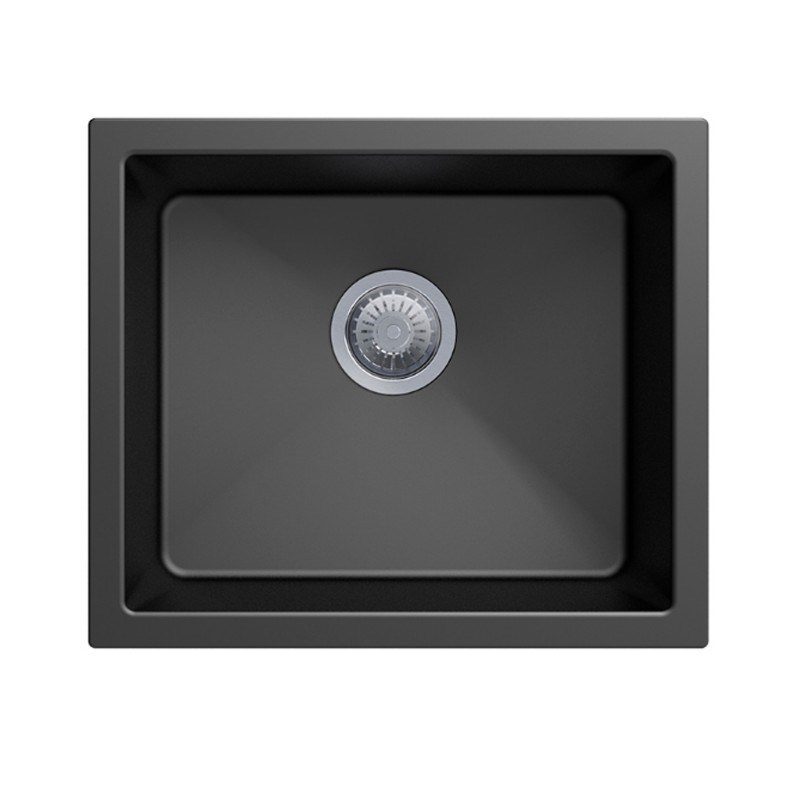 533x457mm Black Carysil Granite Single Bowl Kitchen Sink