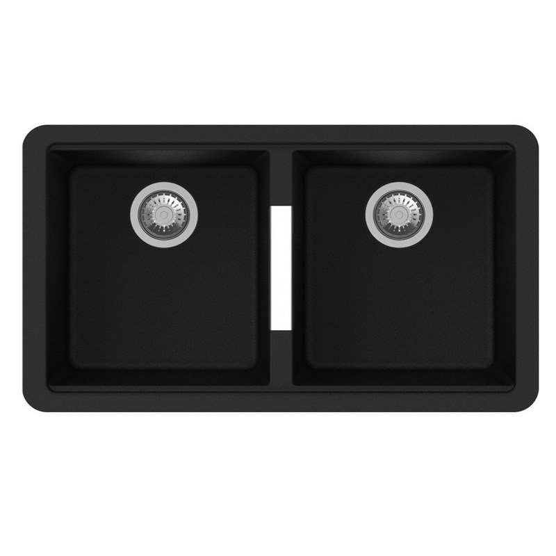824x481x241mm Black Carysil Granite Double Bowl Kitchen Sink