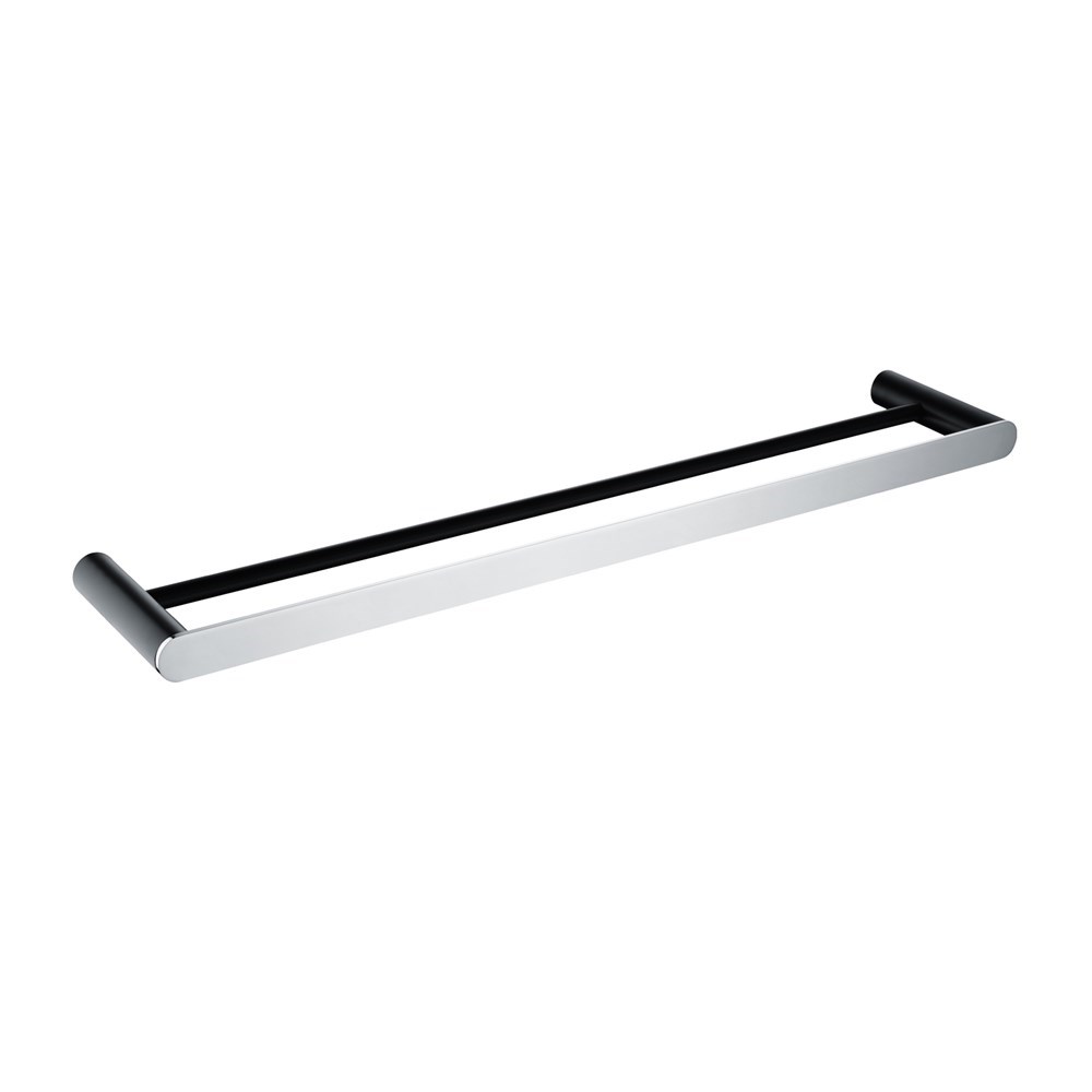 RUSHY – 600mm Black & Chrome Double Towel Rail