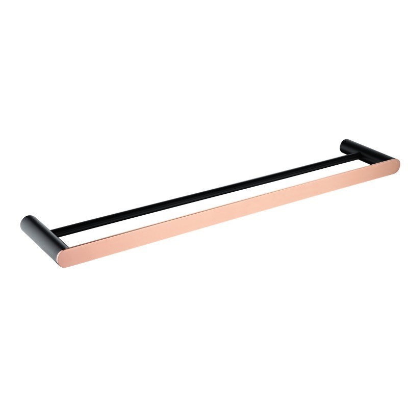 800mm Black & Rose Gold Double Towel Rail