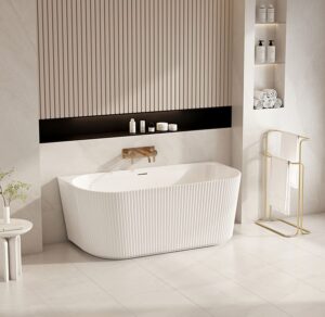 Rose Fluted Back-to-Wall Bathtub – Matt White