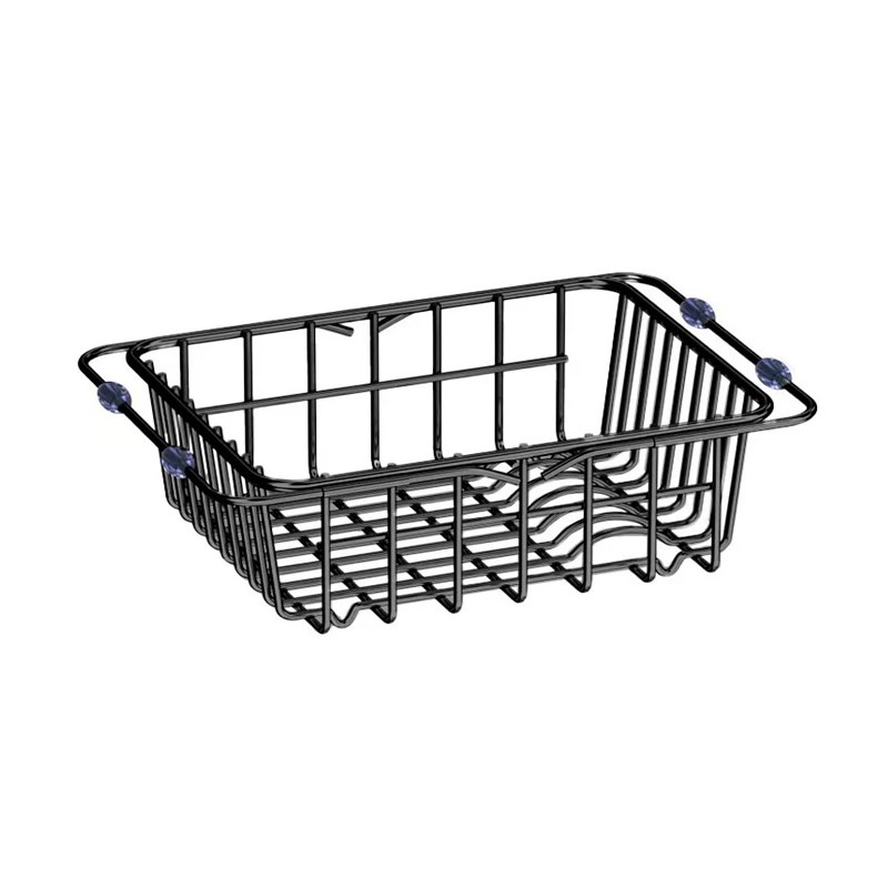 Flexible Stainless Steel Brushed Gun Metal Grey PVD Coating Sink Basket/Dish Rack