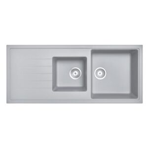 1160x500mm Concrete Grey Carysil Granite 1 & 1/2 Bowl Kitchen Sink