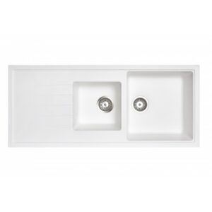 1160x500mm White Carysil Granite 1 & 1/2 Bowl Kitchen Sink