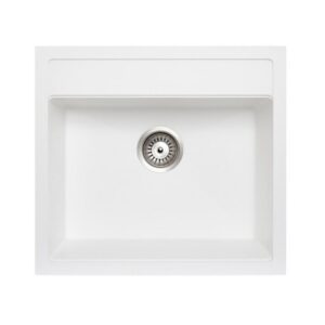 White Carysil Waltz 560FE Granite Single Bowl Stone Kitchen Sink 560*510mm