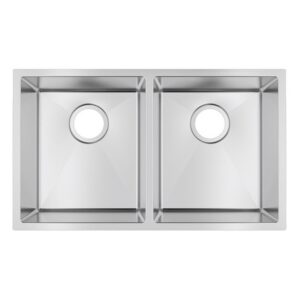740x440x200mm Chrome Stainless Steel Double Bowl Kitchen Sink