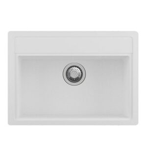 White Carysil Waltz 680 Granite Single Bowl Stone Kitchen Sink 680*500*220mm