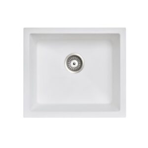 533x457mm White Carysil Granite Single Bowl Kitchen Sink