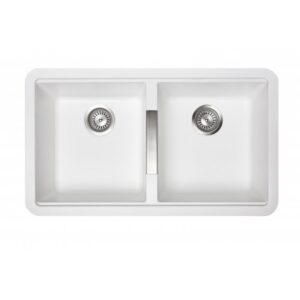 White Carysil CG2B3322 Double Bowl Stone Kitchen Sink 824*481*241mm